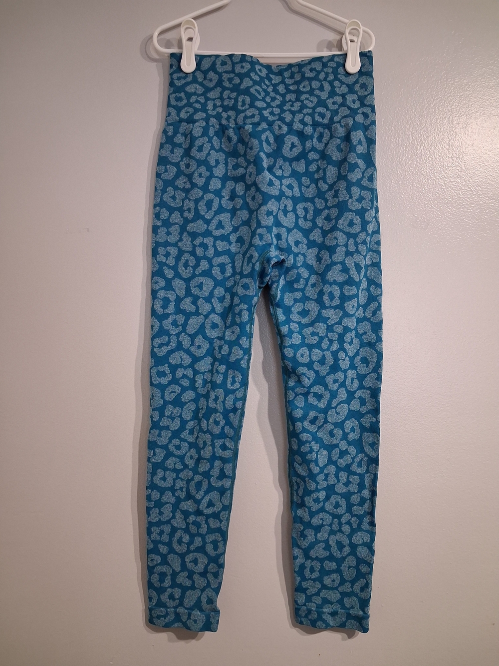 Prana Teal Blue Leopard-Print High-Rise Leggings